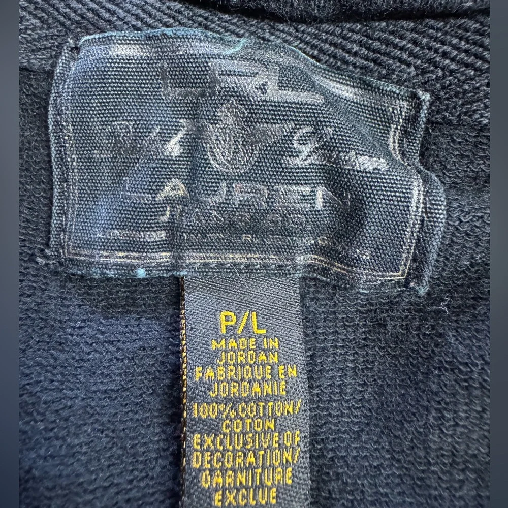 Lauren Ralph Lauren Black Label Hooded Button Up Jacket Black Hoodie Size PL - Picture 3 of 6